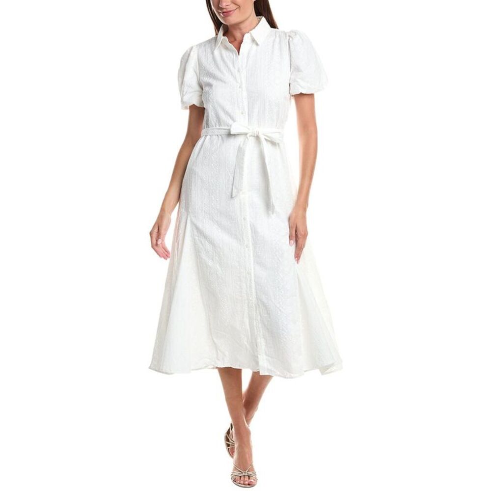 Cece Womens  Button Front Midi Shirtdress, White